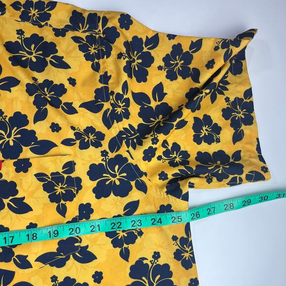 Dixxon Button Up Shirt Mens XL Aloha Series D-Lite Yellow Hibiscus Short Sleeve - Picture 4 of 14